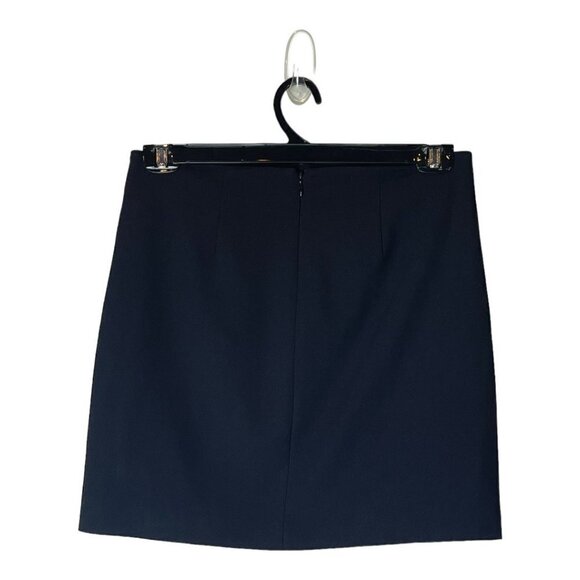 Halston Heritage Black Wrap Front Detail A Line Mini Skirt Size 4 - Picture 2 of 7
